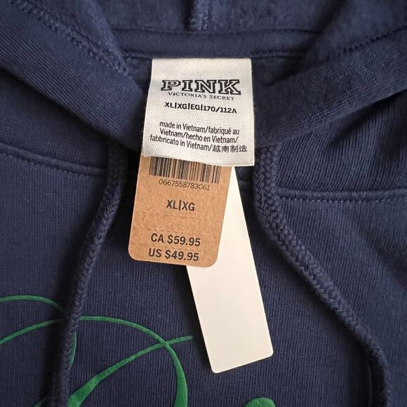 Victoria's Secret Pink Navy Fleece Cropped Hoodie, XL - Picture 3 of 5